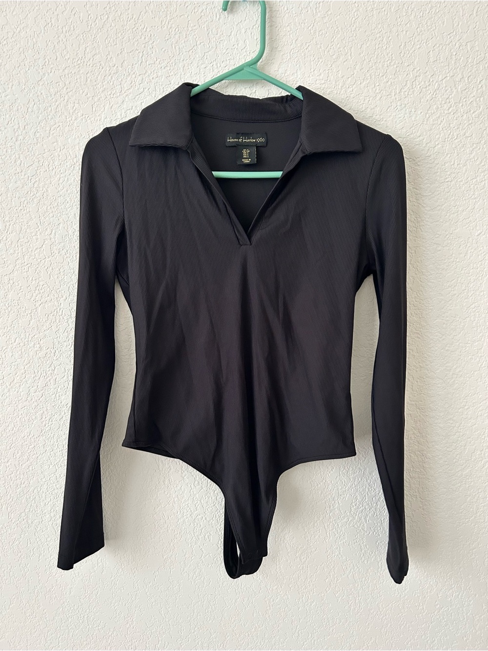 House of Harlow 1960 Black Long-Sleeve Bodysuit Top sz S